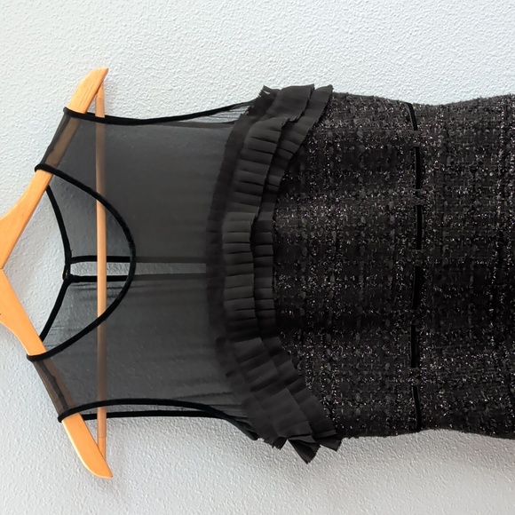 Kate Spade Lotty The Madison Ave Collection Black Tweed Ruffled Midi Dress - Picture 3 of 16